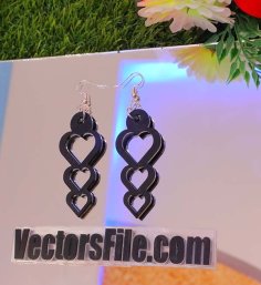 Laser Cut Acrylic Heart Earring Design Women Jewelry Template DXF and CDR File