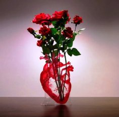 Laser Cut Acrylic Heart Flower Vase CDR File
