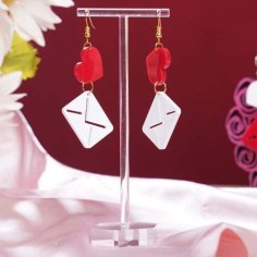 Laser Cut Acrylic Heart with Letter Earring Design CDR and DXF Vector File