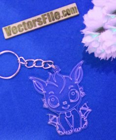 Laser Cut Acrylic Line Art Dragon Keychain Design Keyring Vector DXF and CDR File