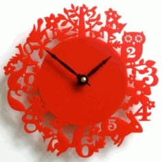 Laser Cut Acrylic Red Wall Clock CDR Vectors File