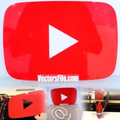 Laser Cut Acrylic YouTube Logo Design Social Media Logo Art Template Vector File