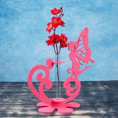 Laser Cut Angle Flower Stand, Room Decoration Flower Vase Free Vector