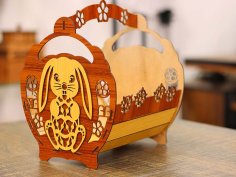 Laser Cut Basket Easter Basket Wooden Bunny Gift Basket 3mm Vector File