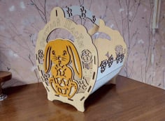 Laser Cut Basket With Bunny CDR File