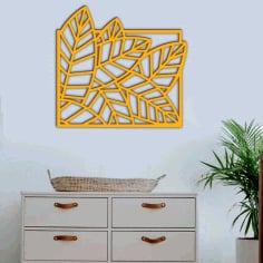 Laser Cut Beautiful Wall Decor Leaf Design Free Vector File
