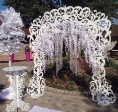 Laser Cut Beautiful Wedding Ceremony Event Background Decoration with Table Vector File