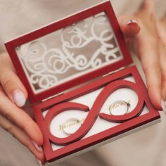 Laser Cut Beautiful Wedding Ring Box Engagement Ring Wooden Box CDR File