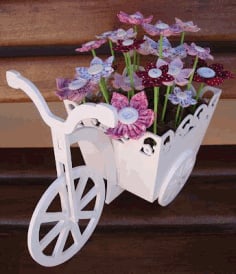 Laser Cut Bicycle with Flower Box 3mm 3D Puzzle CDR File