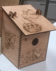 Laser Cut Bird Nesting Box, Plywood Bird House Vector File
