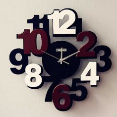 Laser Cut Bold Numbers Modern Wall Clock CDR File
