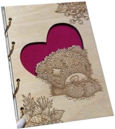 Laser Cut Book Cover with Heart Vector File