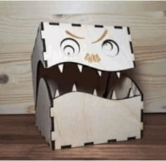 Laser Cut Box with Teeth, Wooden Storage Box CDR and DXF Vector File