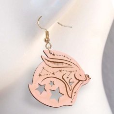 Laser Cut Bunny Rabbit Sleep Stars Earring with Engraving Design Vector File