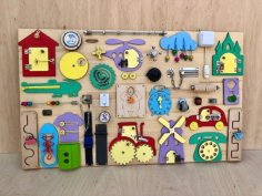 Laser Cut Busy Board for Kids Activity Board For Toddlers CDR File