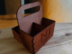 Laser Cut Caddy Spice Box with Handle, Wooden Storage Box Free Vector
