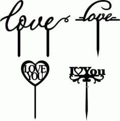 Laser Cut Cake Topper love, Birthday Cake Topper Layout Vector File