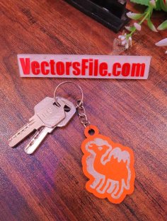 Laser Cut Camel Engraving Keychain Wooden Keyrings Holder Vector File