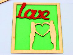 Laser Cut Card Happy Valentine Day Gift Card Heart with Couple Love Template Vector File