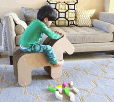 Laser Cut Cardboard Kids Horse Toy Free Vector