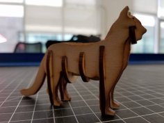 Laser Cut Cat 3D Puzzle, Wooden 3D Animal Vector File
