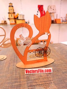 Laser Cut Cat Earring Stand Jewelry Stand Animal Jewelry Hanger Plywood 4mm CDR and DXF File