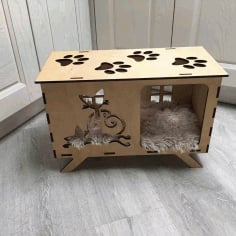 Laser Cut Cat House Template CDR File