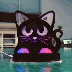 Laser Cut Cat LED Lamp CDR File