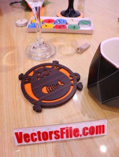 Laser Cut Cat with Fish Wooden Coaster Tea Cup Coaster Glass Coaster Vector File