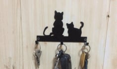 Laser Cut Cats Key Hanger Hooks Wall Mounted Storage Holder Free DXF Vectors File