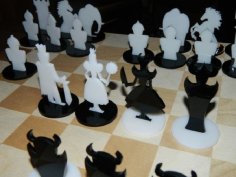 Laser Cut Chess Pieces Set Model PDF File