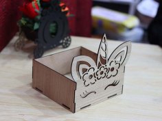 Laser Cut Chocolate Box Unicorn Organizer Box Wooden Gift Box 3mm Free Vector