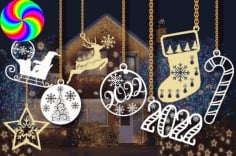 Laser Cut Christmas, Christmas Gift Design, Christmas Ornaments Vector File