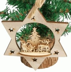 Laser Cut Christmas Decoration, Wooden Decor Element Vector File