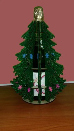 Laser Cut Christmas Drink Bottle Gift Christmas Tree CDR File