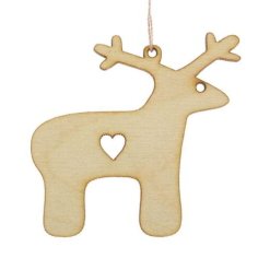Laser Cut Christmas Pendant Deer with Heart Free Vector CDR File