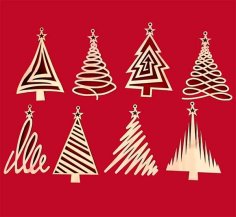 Laser Cut Christmas Tree Decorative Elements Free Vector DXF and CDR File