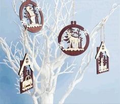 Laser Cut Christmas Tree Ornaments Free Vector CDR File