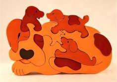 Laser Cut CNC Dog Jigsaw Puzzle Kids Puzzle Game CDR File