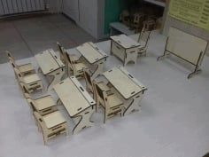 Laser Cut CNC Dolls House Class Furniture CDR File