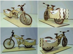 Laser Cut CNC Project Bicycle View CDR File