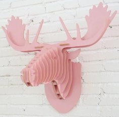 Laser Cut CNC Wooden Puzzle Moose Head Model for Wall Decor PDF File