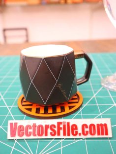 Laser Cut Coaster Design Wooden Tea Coaster Template Vector File for Laser Cutting