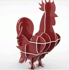 Laser Cut Cock 3D Puzzle File for CNC Router Free DXF File