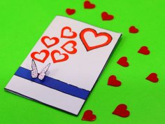 Laser Cut Craft Paper Card DIY Valentine Day Gift Card Idea Vector File