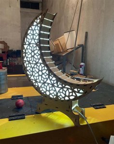 Laser Cut Crescent Moon Night Light Lamp Wooden Table Lamp CDR and DXF File