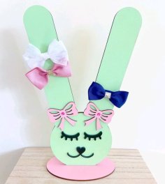 Laser Cut Cute Bunny Hair Tie Rubber Band Stand Free Vector
