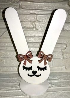 Laser Cut Cute Bunny Hair Tie Stand Free Vector