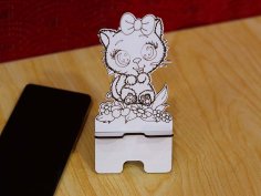 Laser Cut Cute Cat Face Phone Stand Table Mobile Holder Decorative Stand 3mm Free Vector