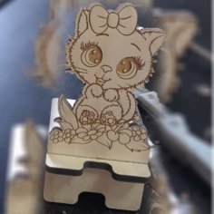 Laser Cut Cute Doll Mobile Stand Phone Holder Plywood 6mm Vector File